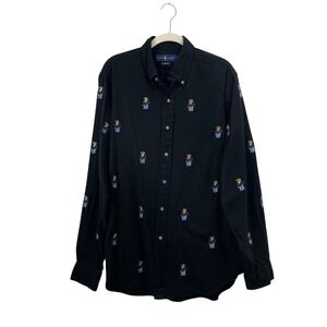 Ralph Lauren classic fit Bear embroidery shirt Size L black